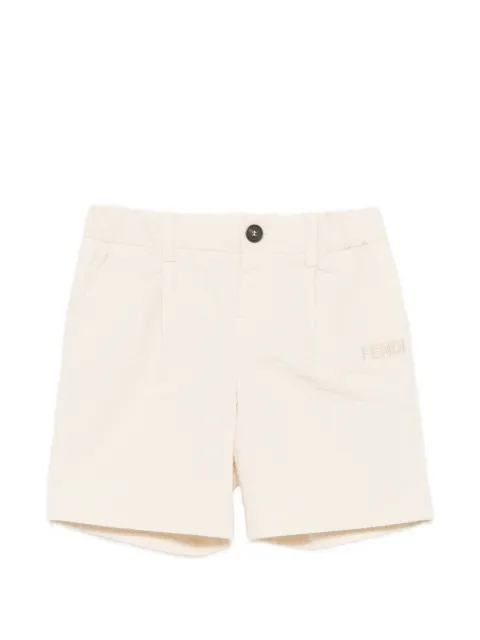 Fendi Kids logo-embroidered seersucker shorts