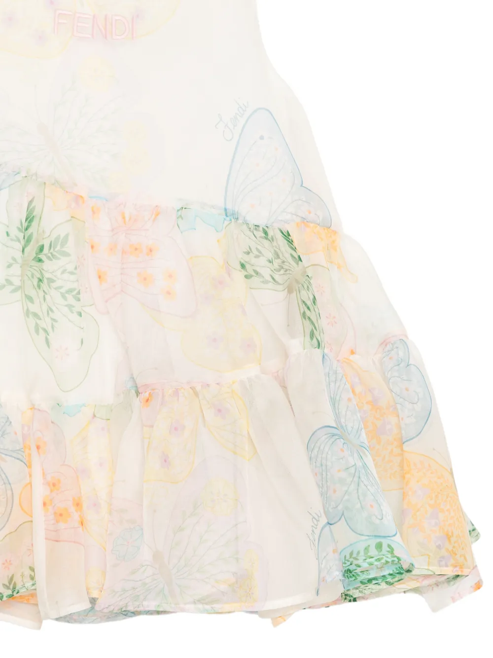 Fendi Kids Mini-jurk met vlinderprint Beige