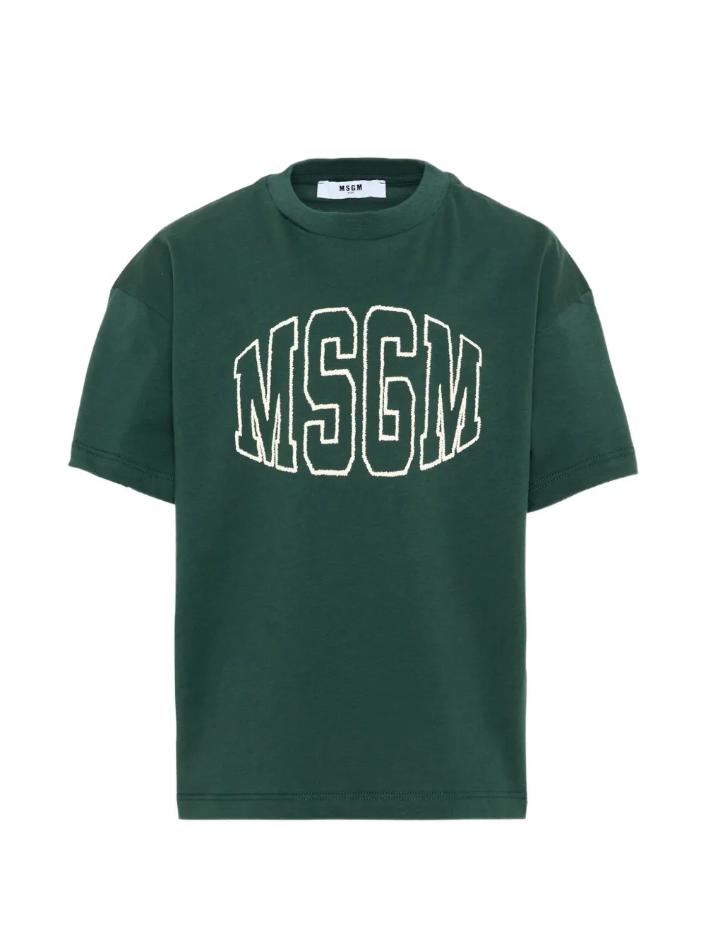 MSGM Kids logo-embroidered T-shirt - Verde