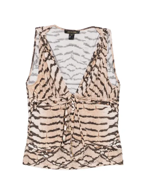 Roberto Cavalli Vintage 2000s animal-print blouse