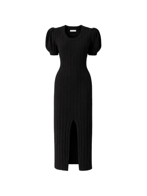 Violante Nessi vestido midi tejido de canalé con mangas farol