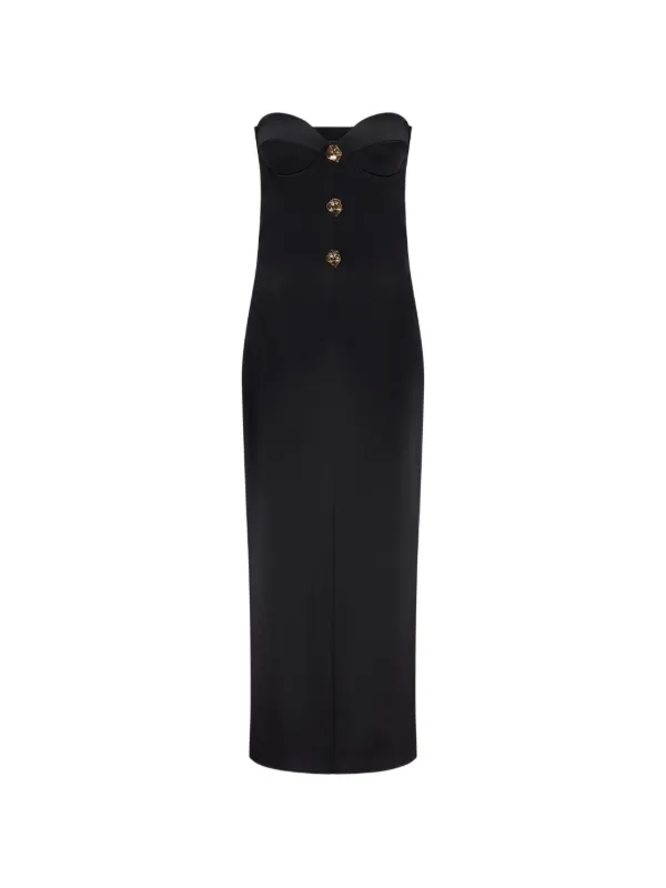 Violante Nessi Strapless Corset Midi Dress in Black