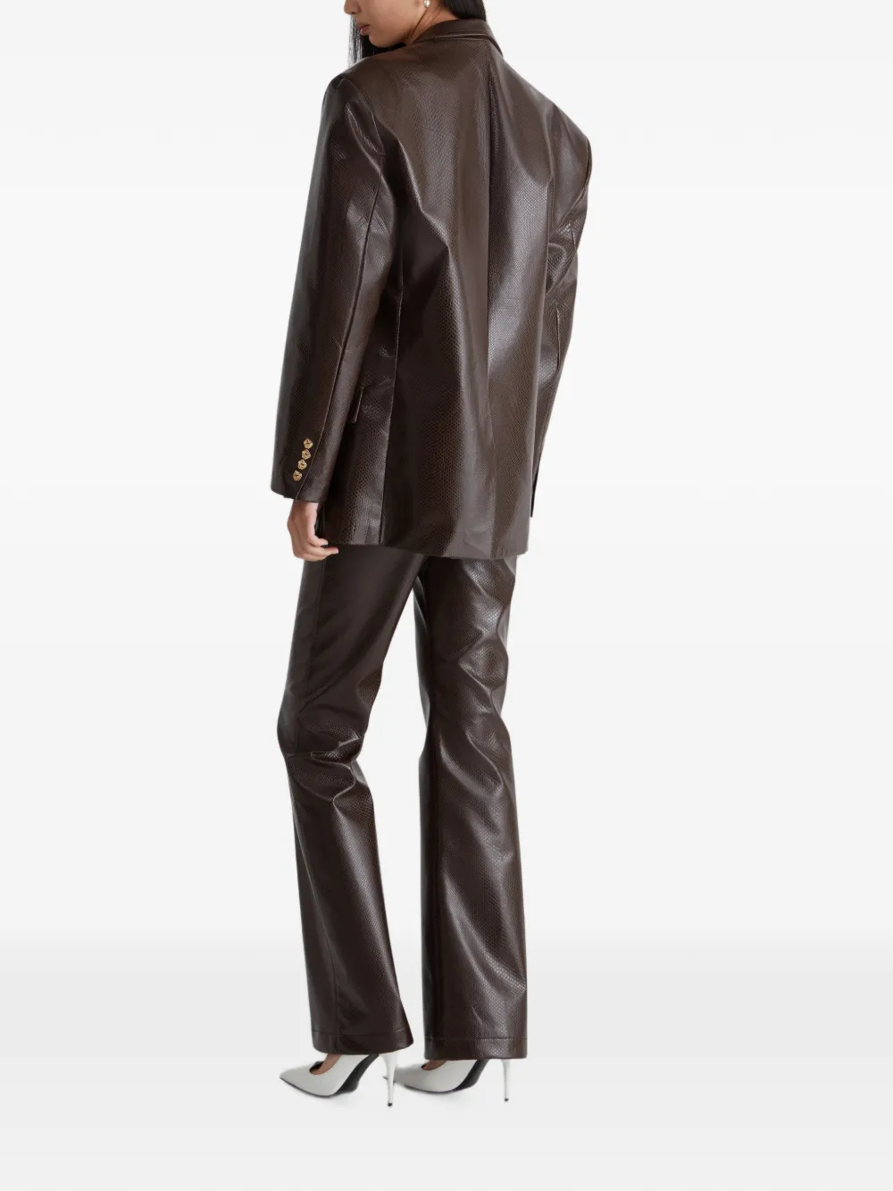 Violante Nessi Matisse Snake-effect Trousers in Brown, view 3