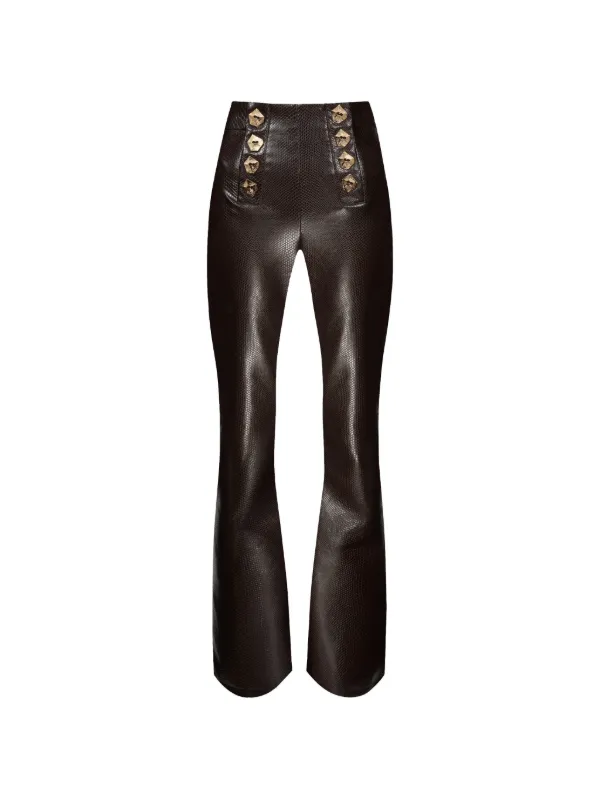Violante Nessi Matisse Snake-effect Trousers in Brown