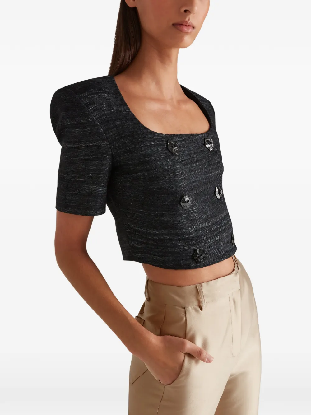 Violante Nessi Vittoria Double-breasted Top in Black, view 5