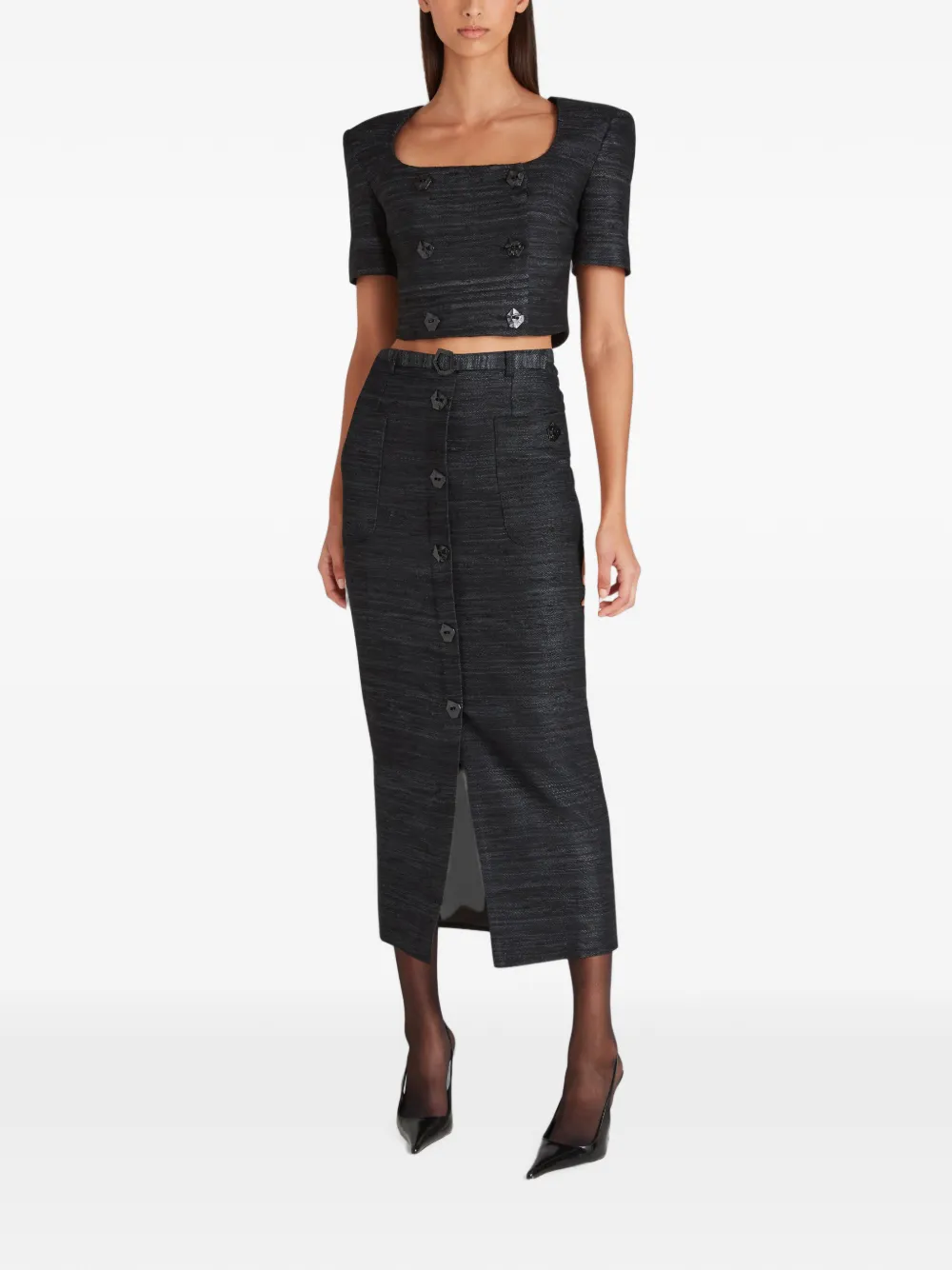 Violante Nessi Vittoria Double-breasted Top in Black, view 2