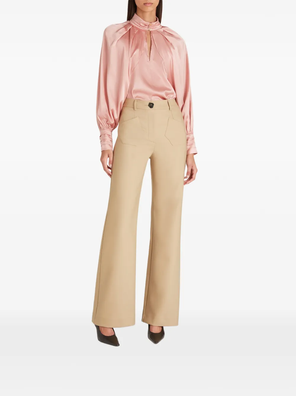 Violante Nessi Francis Flared Trousers in Neutrals, view 3