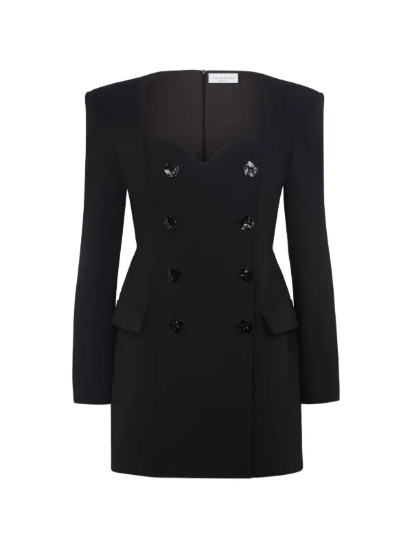 Violante Nessi Botero Double-breasted Heart-neckline Mini Dress in Black