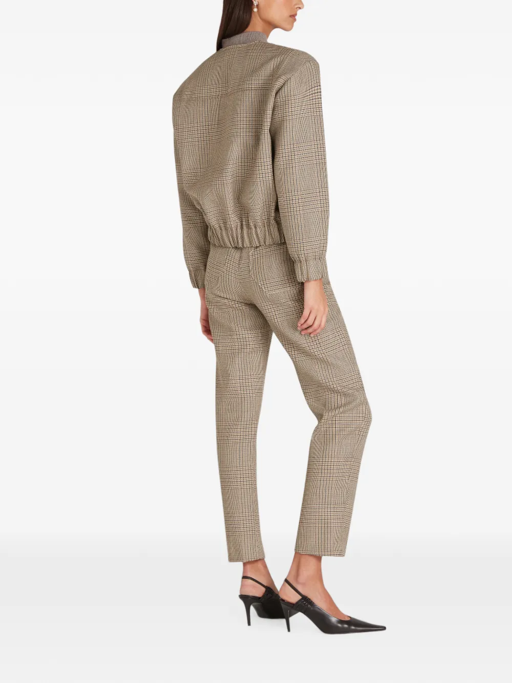 Violante Nessi Houndstooth-pattern Wool Bomber Jacket in Neutrals, view 3
