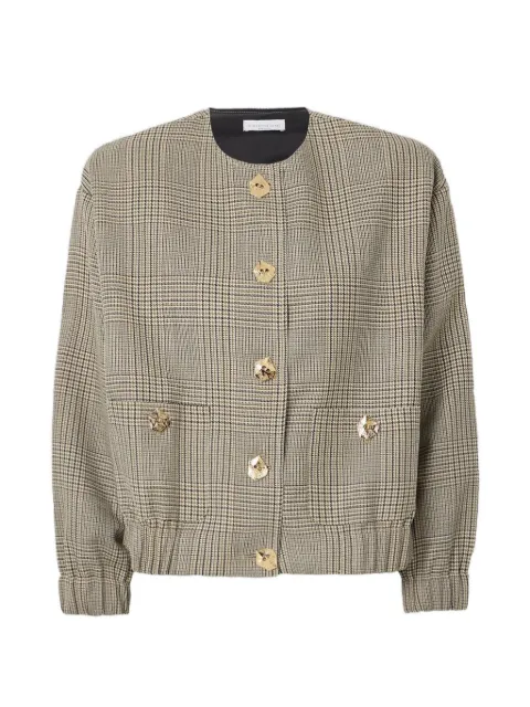Violante Nessi houndstooth-pattern wool bomber jacket