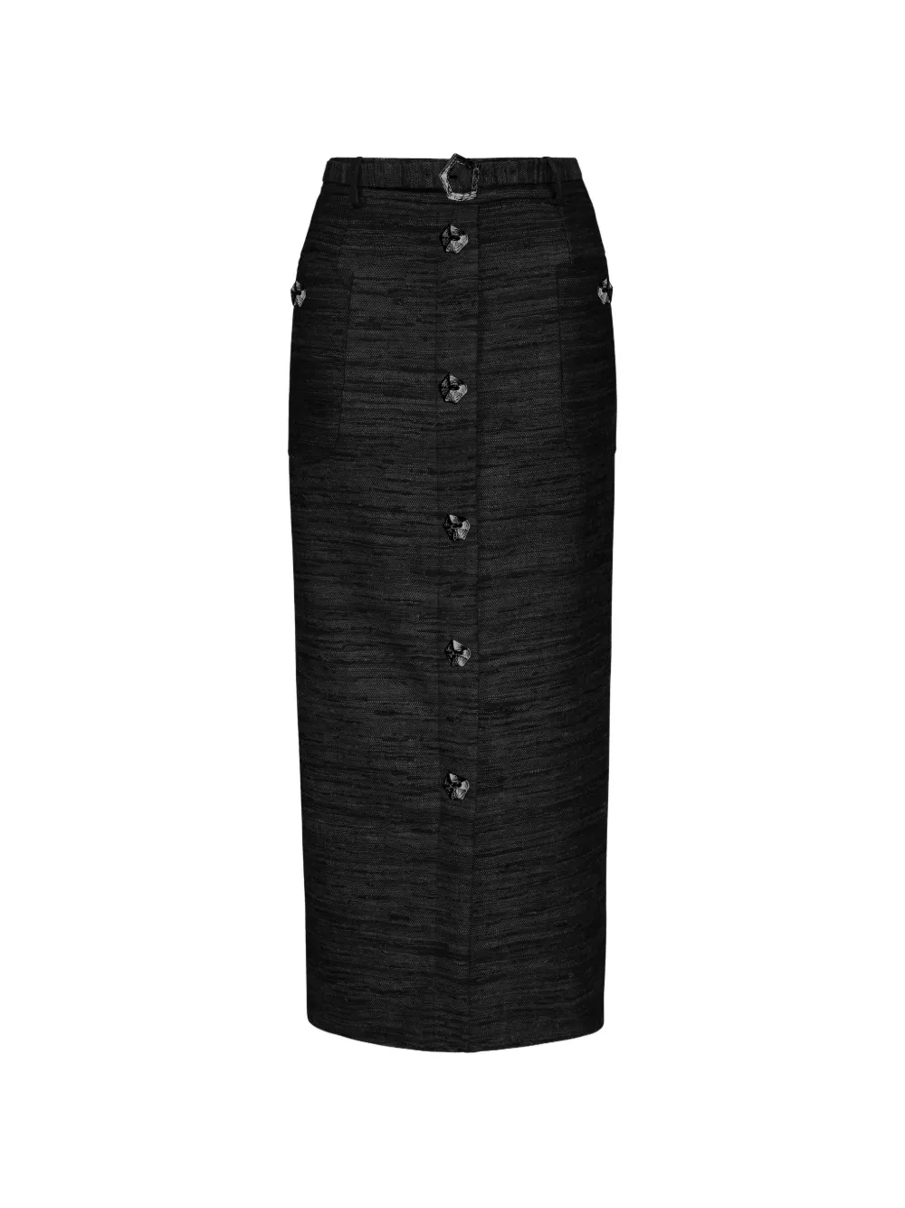 Violante Nessi Corot belted silk-tweed midi skirt - Schwarz
