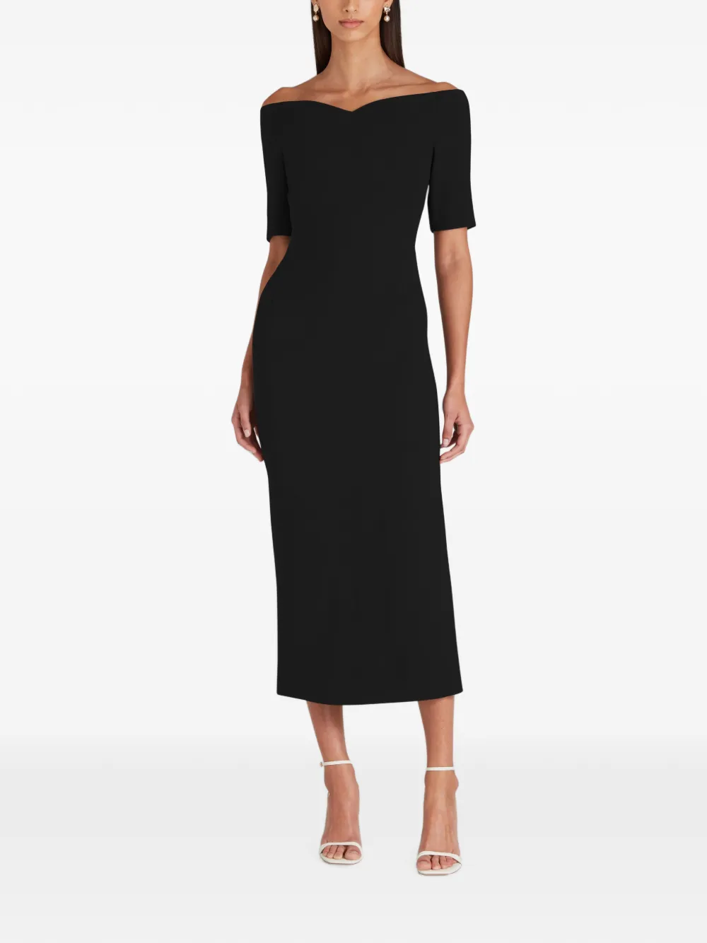 Violante Nessi Lucretia Off-the-shoulder Midi Dress in Black, view 2