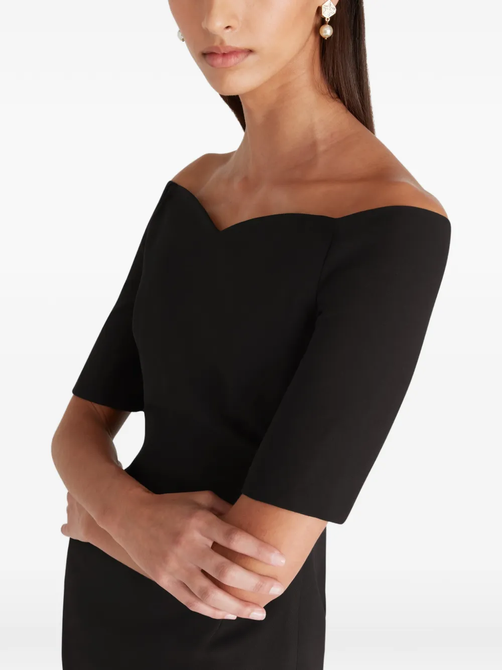 Violante Nessi Lucretia Off-the-shoulder Midi Dress in Black, view 4