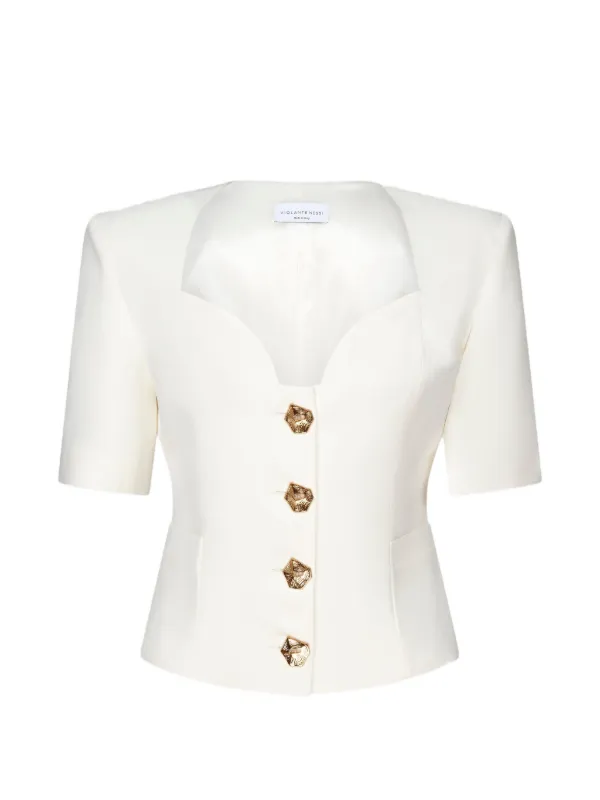Violante Nessi Serrier Sculptural Heart-neck Top in Neutrals