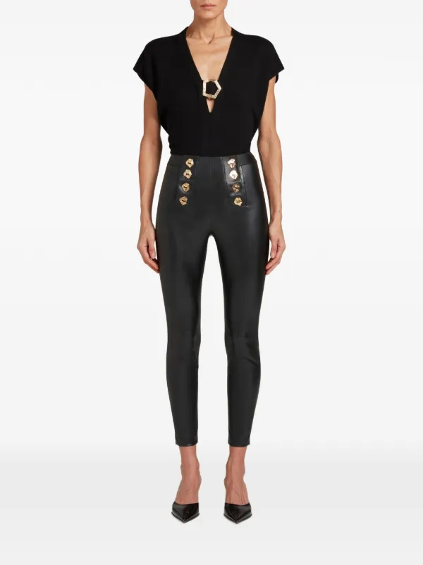 Violante Nessi Button-embellished High-waisted Trousers in Black