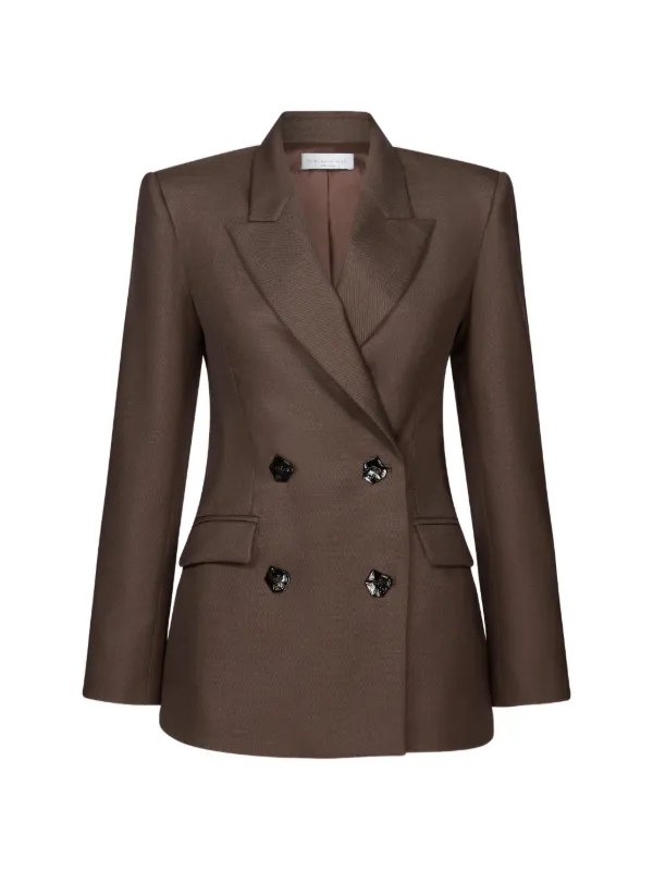 Violante Nessi Sir Double-breasted Hexagonal-button Blazer in Brown
