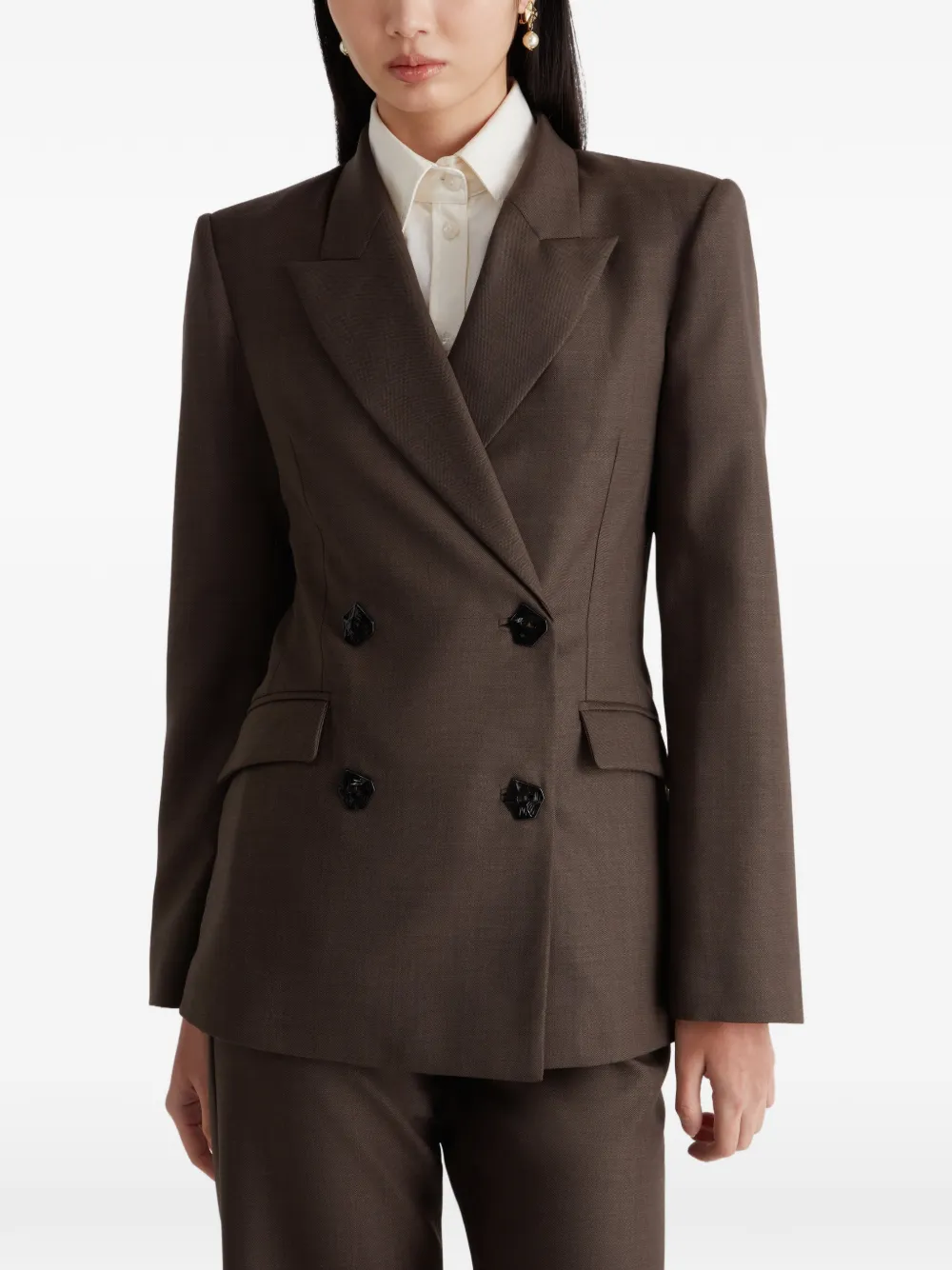 Violante Nessi Sir blazer met dubbele rij knopen en zeshoekige knoop Bruin