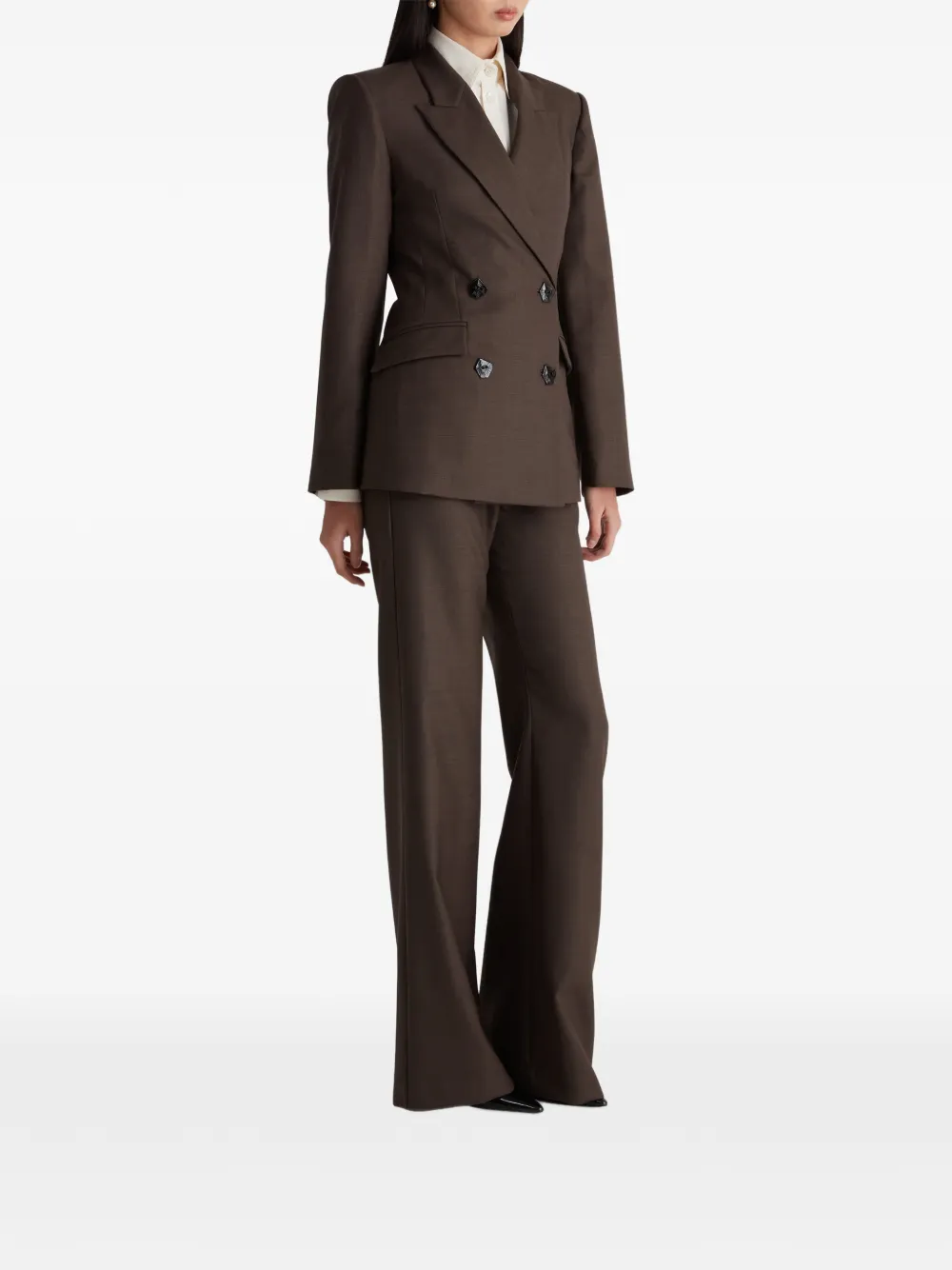 Violante Nessi Sir blazer met dubbele rij knopen en zeshoekige knoop Bruin