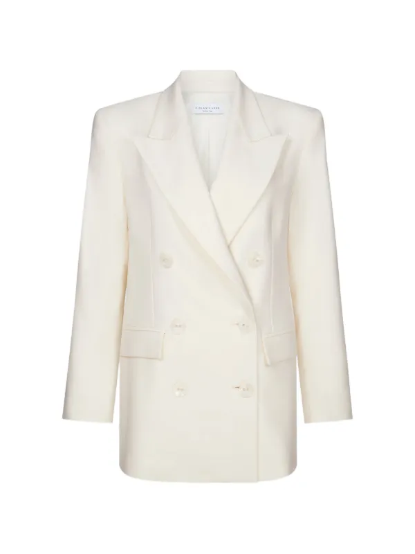 Violante Nessi Sugar Double-breasted Blazer in Neutrals