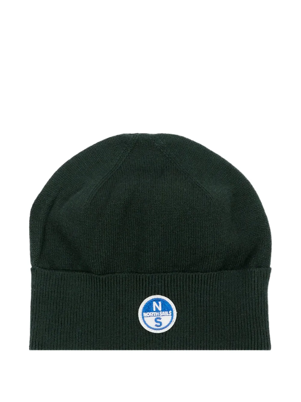 North Sails Kids logo-patch ribbed beanie hat - Verde