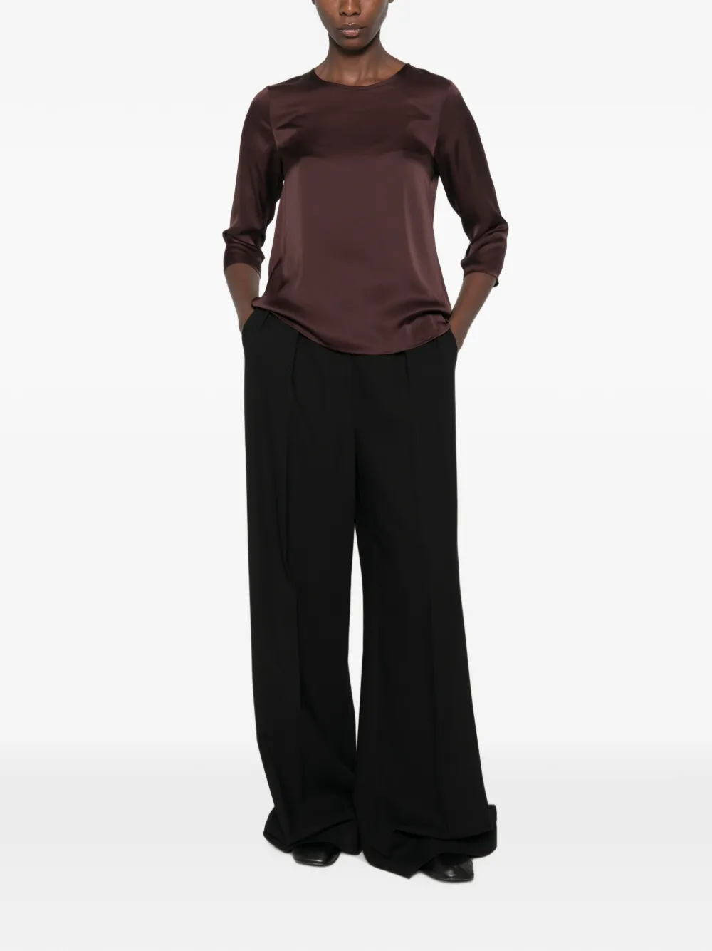 IMPERIAL satin-finish three-quarter sleeve blouse - Viola