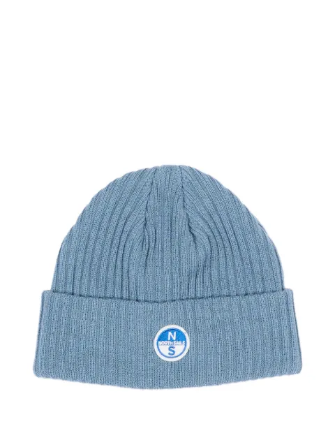 North Sails Kids ribbed-knit logo-patch beanie hat