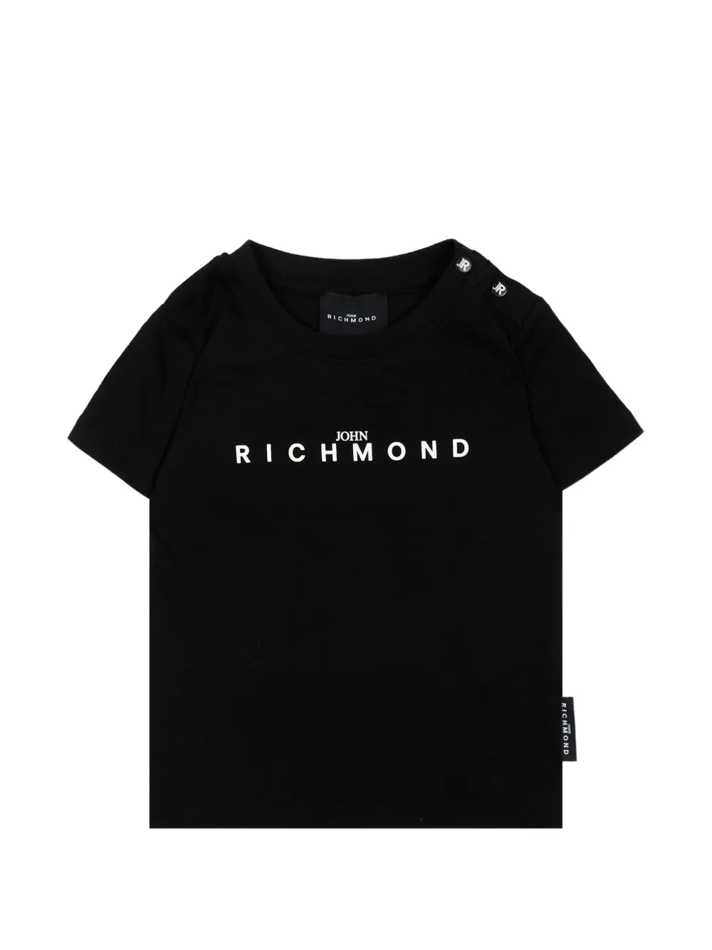 John Richmond Junior logo-print button-detail T-shirt - Nero