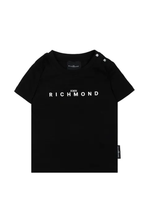 John Richmond Junior logo-print button-detail T-shirt