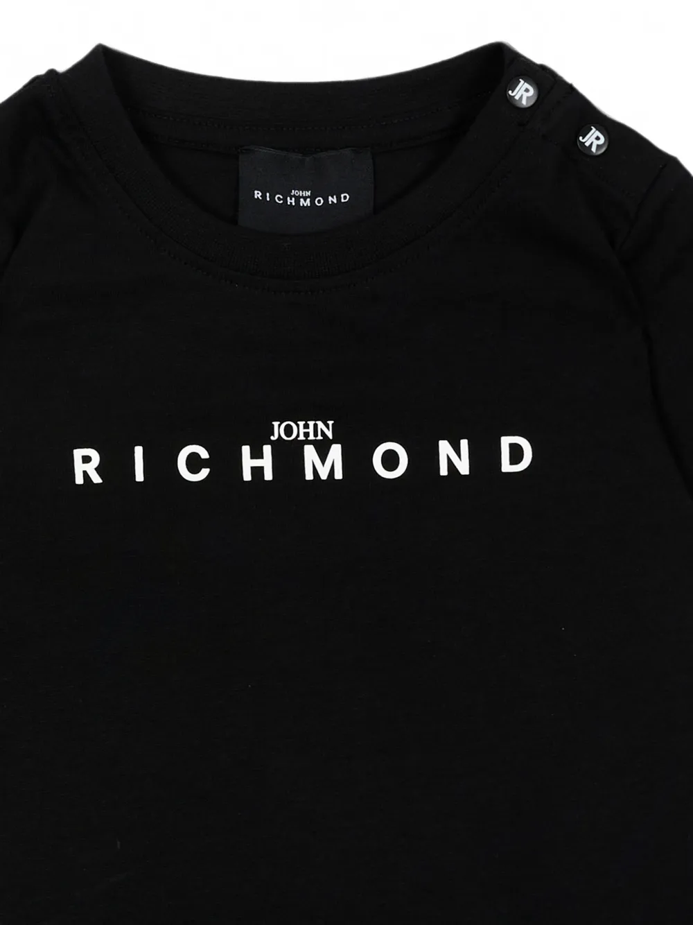 John Richmond Junior T-shirt met logoprint en knoopdetail Zwart