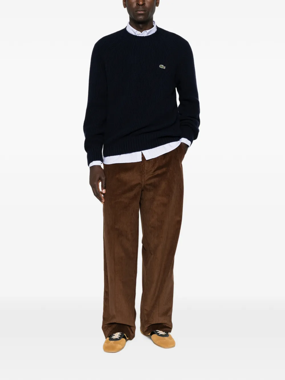 Lacoste Ribgebreide trui met raglan mouwen Blauw