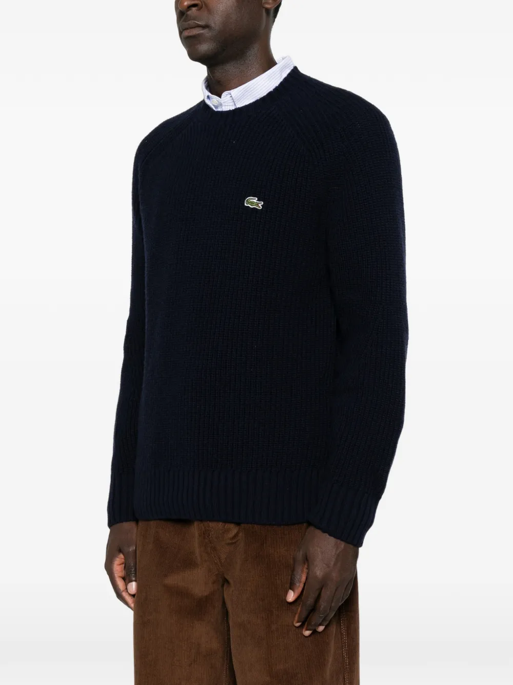 Lacoste Ribgebreide trui met raglan mouwen Blauw