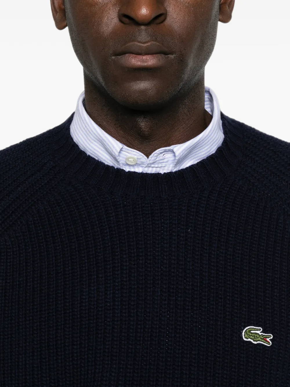 Lacoste Ribgebreide trui met raglan mouwen Blauw