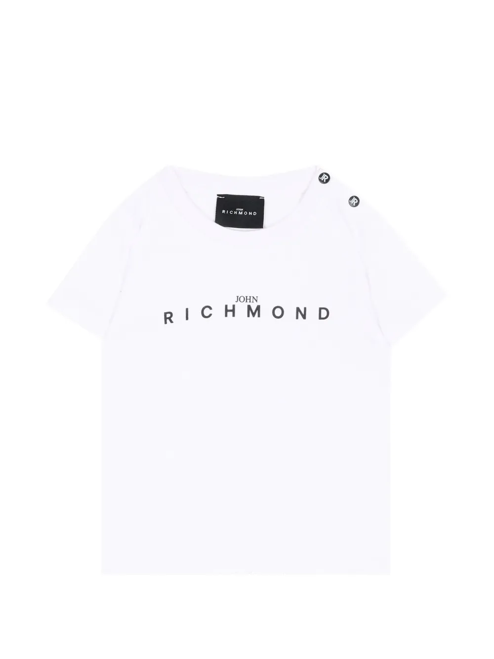 John Richmond Junior logo-print button-fastening T-shirt - Bianco