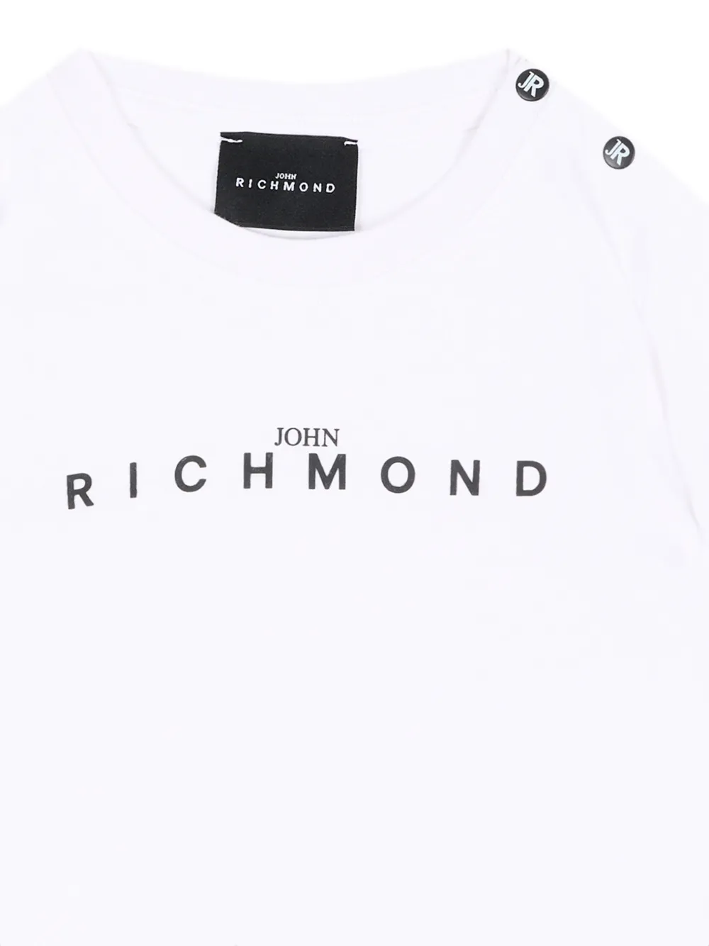 John Richmond Junior T-shirt met knoopsluiting en logoprint Wit