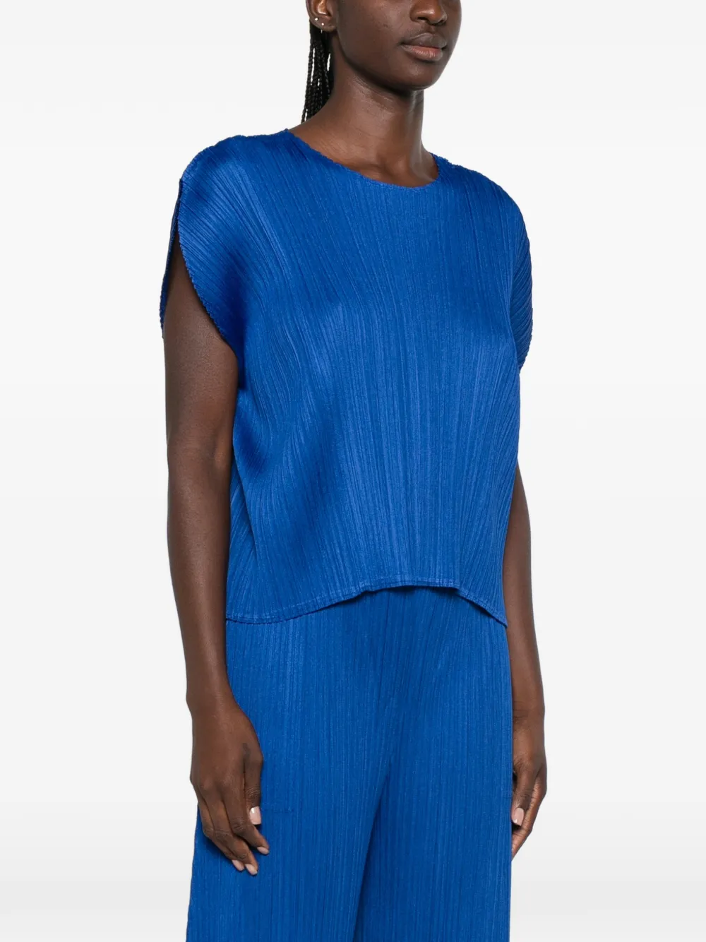 Pleats Please Issey Miyake Geplooide blouse Blauw