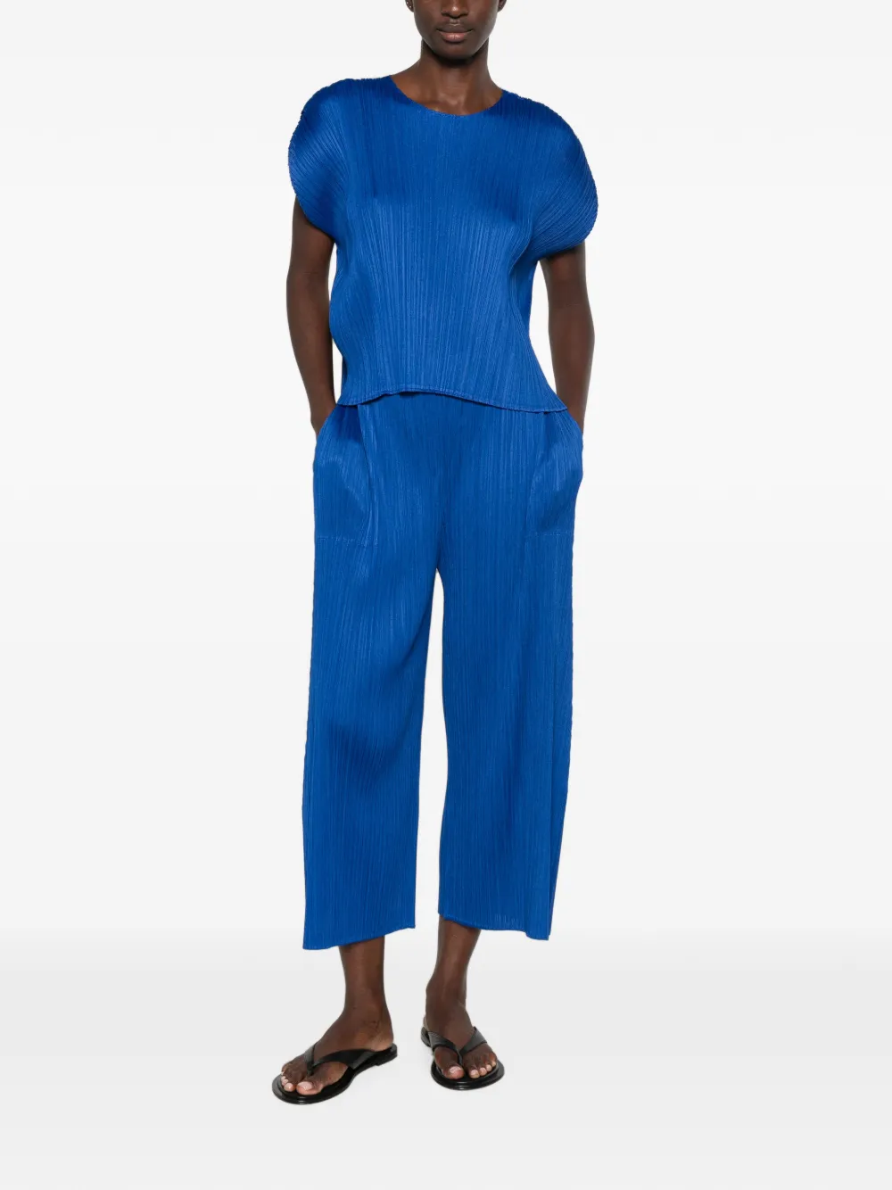 Pleats Please Issey Miyake Geplooide blouse Blauw