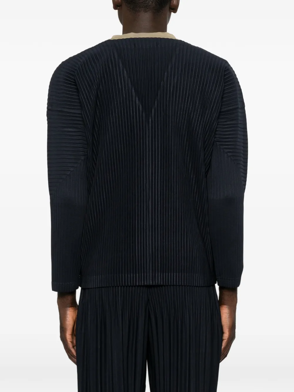 Homme Plissé Issey Miyake Trui met plissé-effect en V-hals Blauw