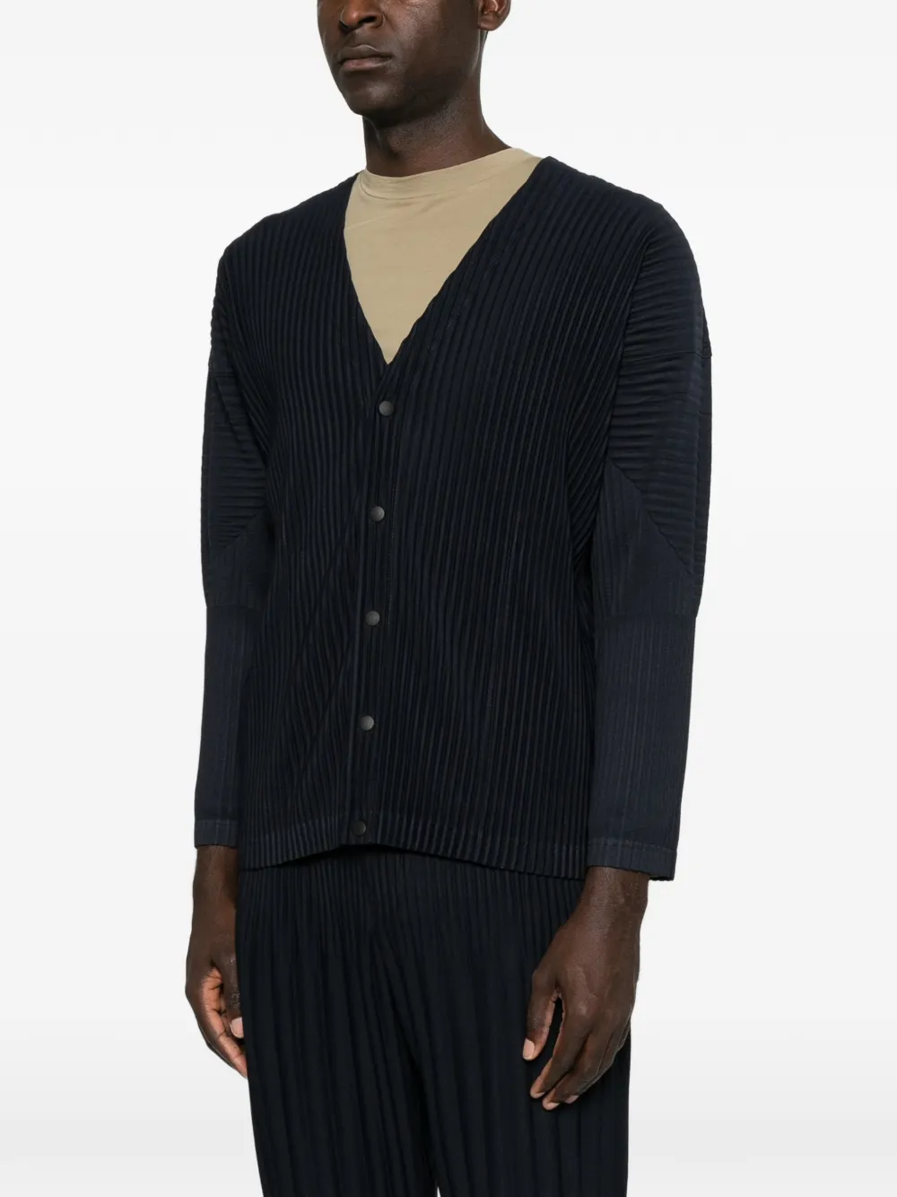 Homme Plissé Issey Miyake Trui met plissé-effect en V-hals Blauw