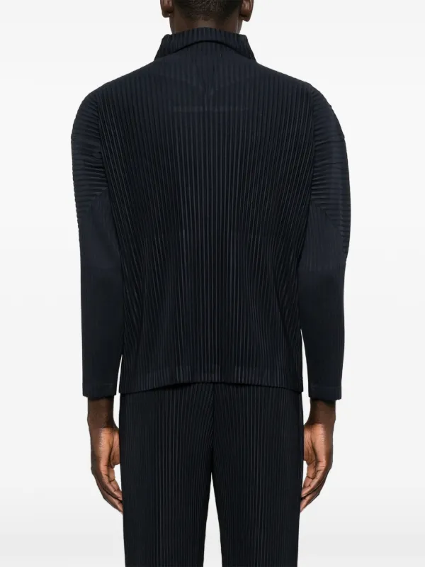 Homme Plissé Issey Miyake Pleated zip-up Cardigan | Blue | FARFETCH CA