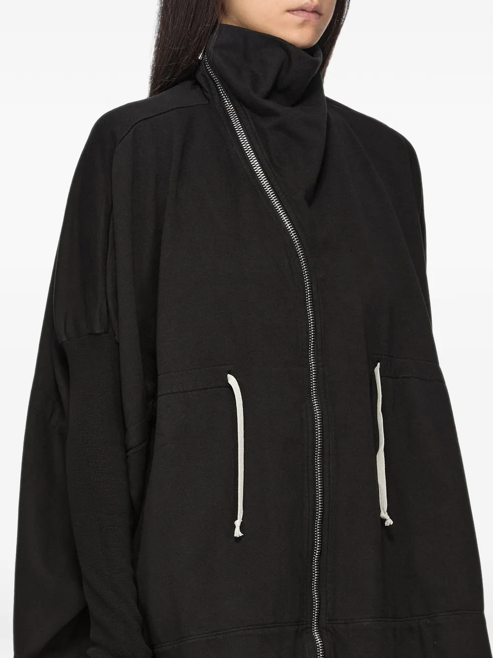 Rick Owens DRKSHDW Sweater met trechterhals en asymmetrische rits Zwart
