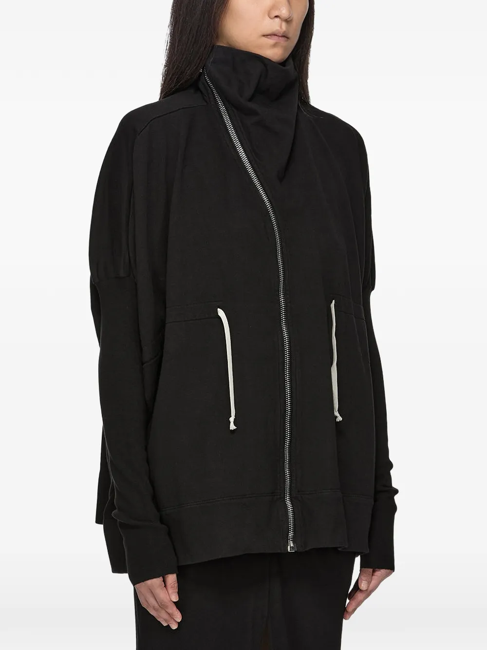 Rick Owens DRKSHDW Sweater met trechterhals en asymmetrische rits Zwart