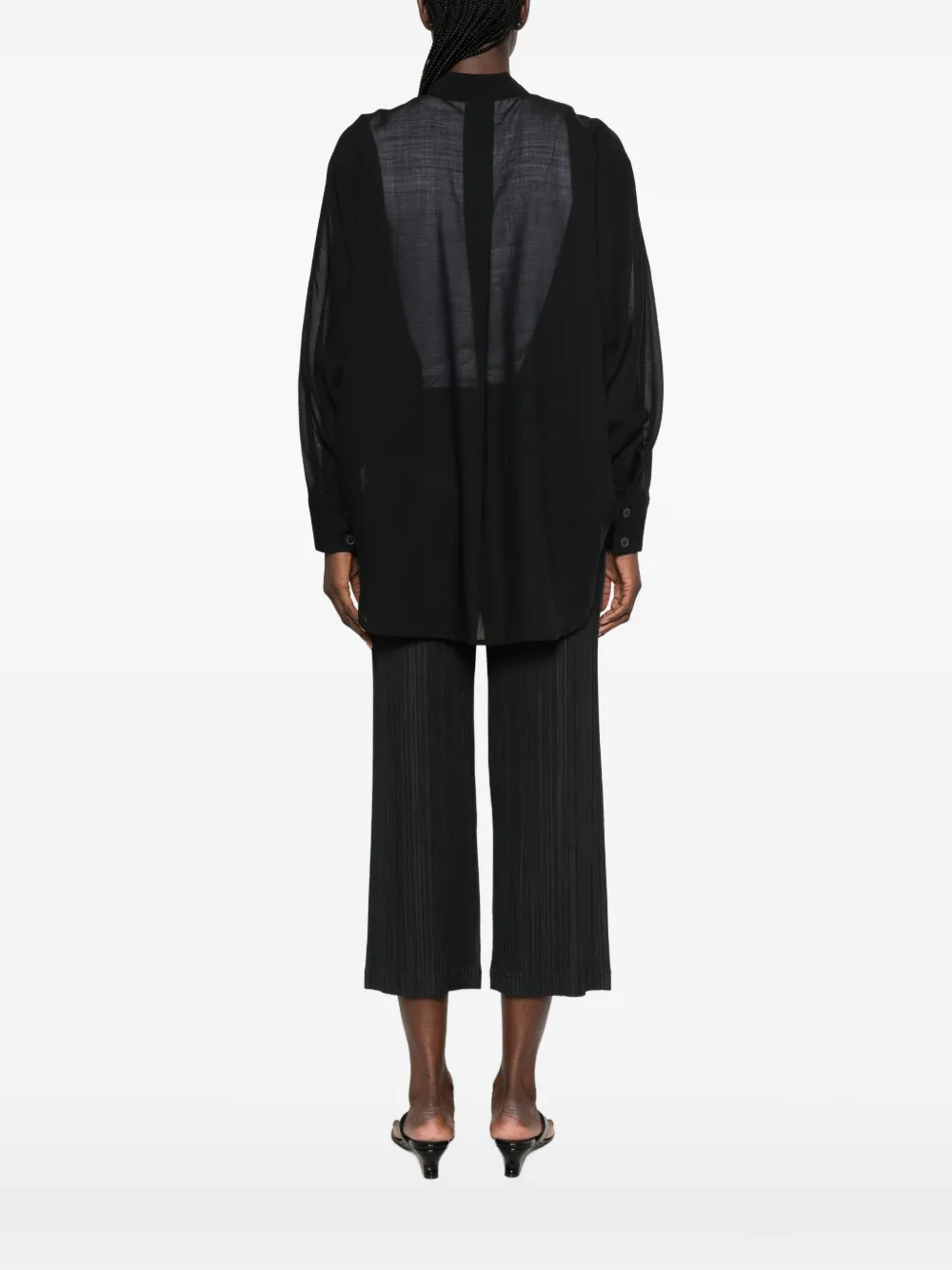 Issey Miyake Blouse met vlakken en lange mouwen Zwart