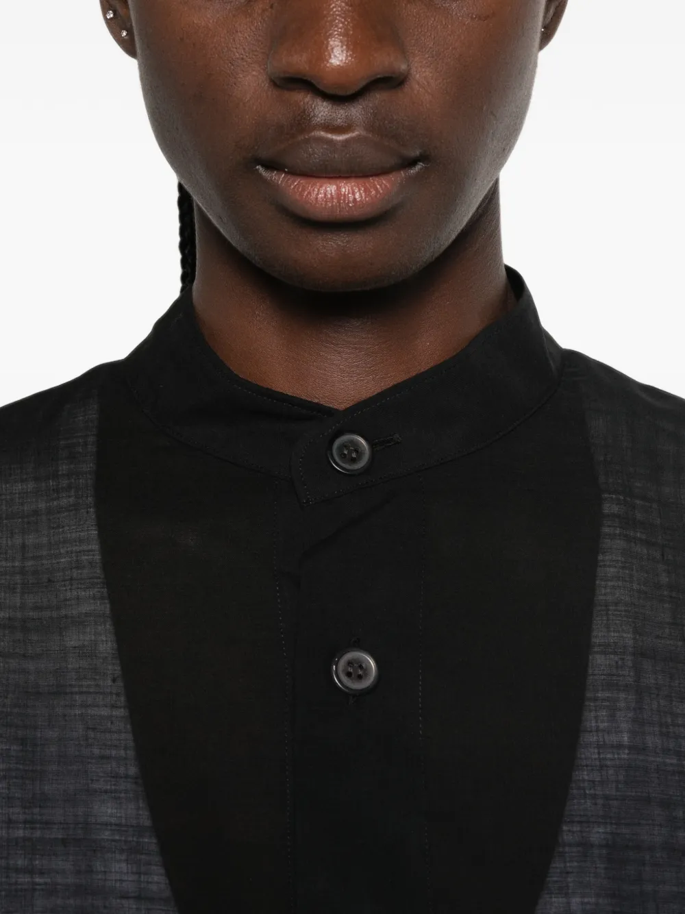 Issey Miyake Blouse met vlakken en lange mouwen Zwart