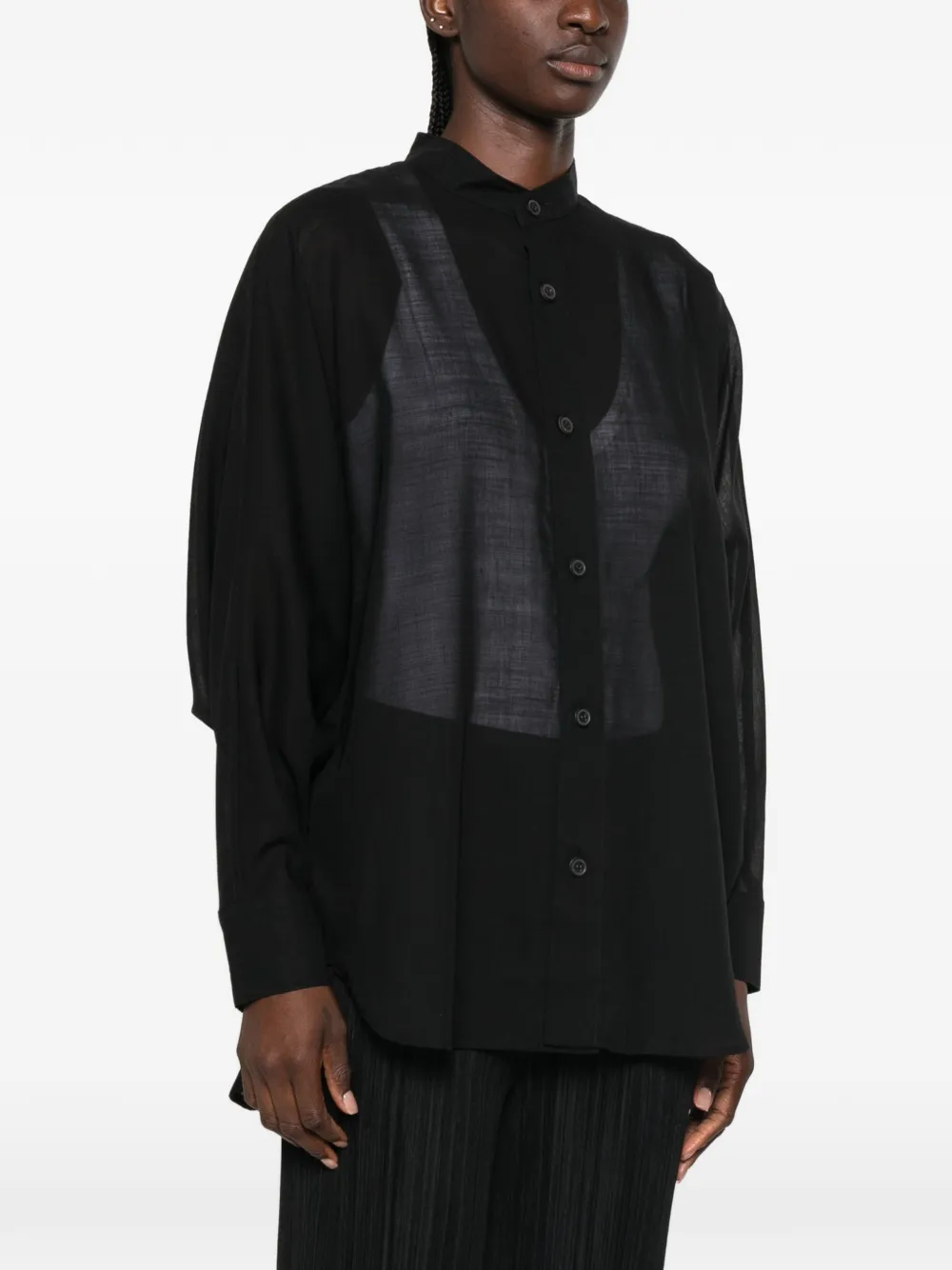 Issey Miyake Blouse met vlakken en lange mouwen Zwart