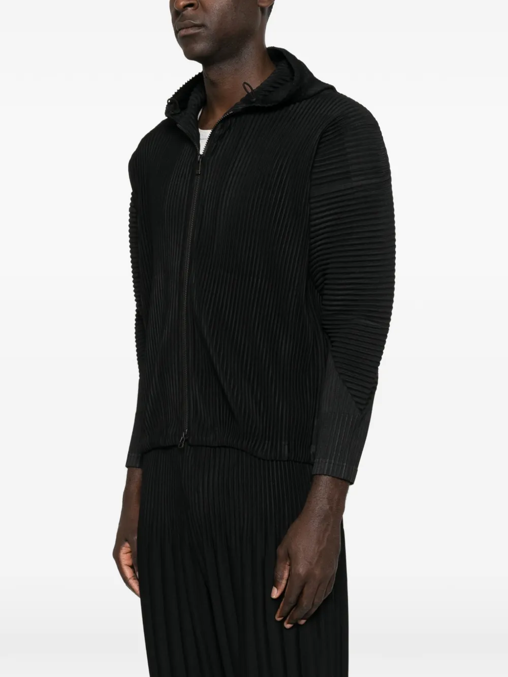 Homme Plissé Issey Miyake Geplooide hoodie Zwart