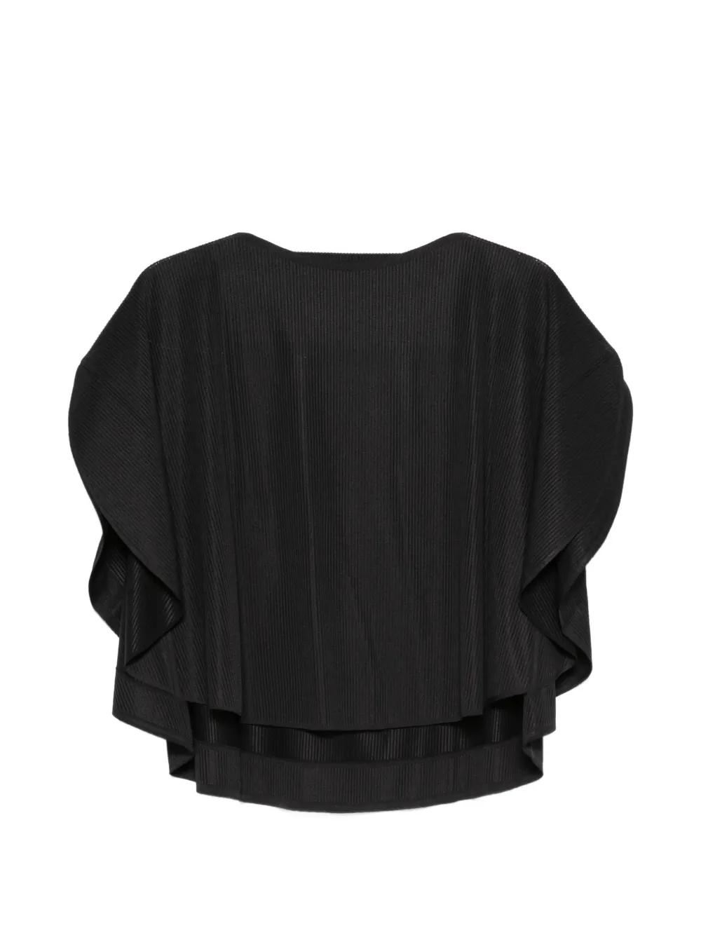 Pleats Please Issey Miyake pleated cape-sleeve T-shirt - Nero