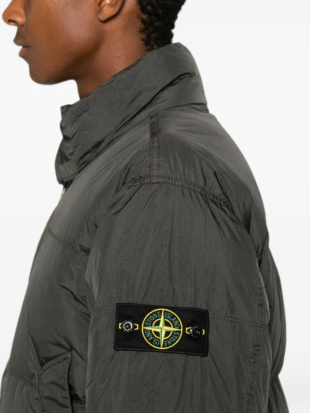 Stone Island 4100109 Crinkle Reps NY donsjack met windbestendigheid Grijs