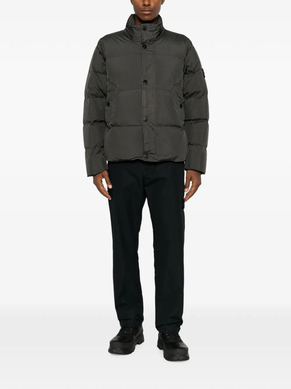 Stone Island 4100109 Crinkle Reps NY donsjack met windbestendigheid Grijs