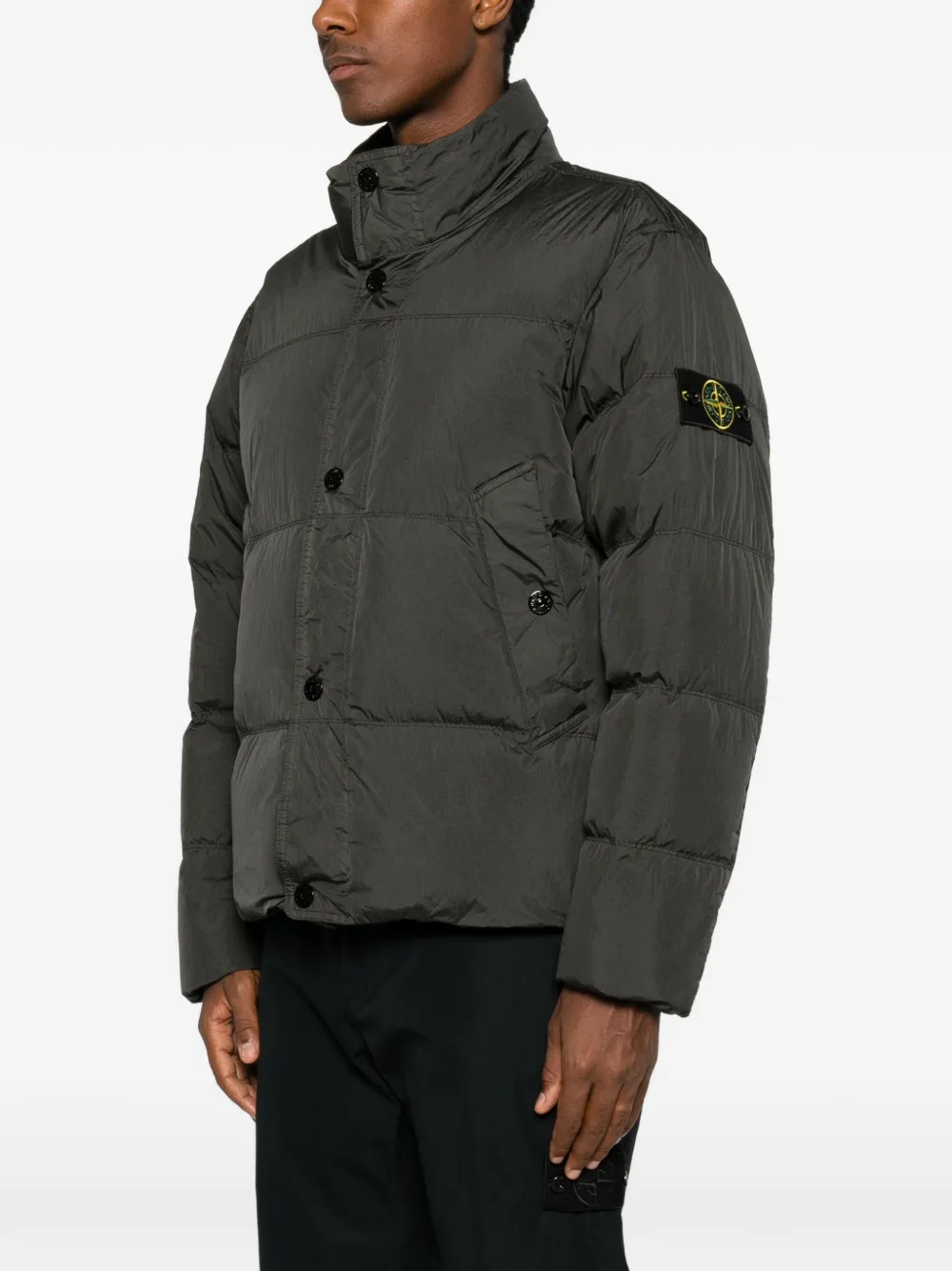 Stone Island 4100109 Crinkle Reps NY donsjack met windbestendigheid Grijs
