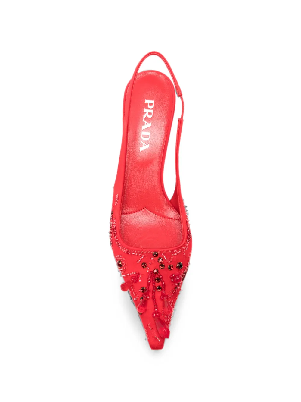 Prada bead-embellished slingback pumps Rood